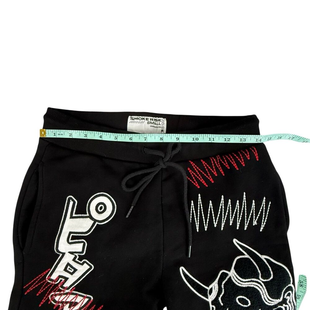 Smoke Rise Split Jogger Sweatpant Men Small Leave Me Alone Embroidered Devil - Picture 10 of 12
